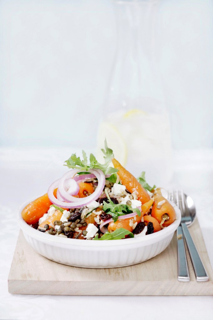 Linse og ris og gulrot salat